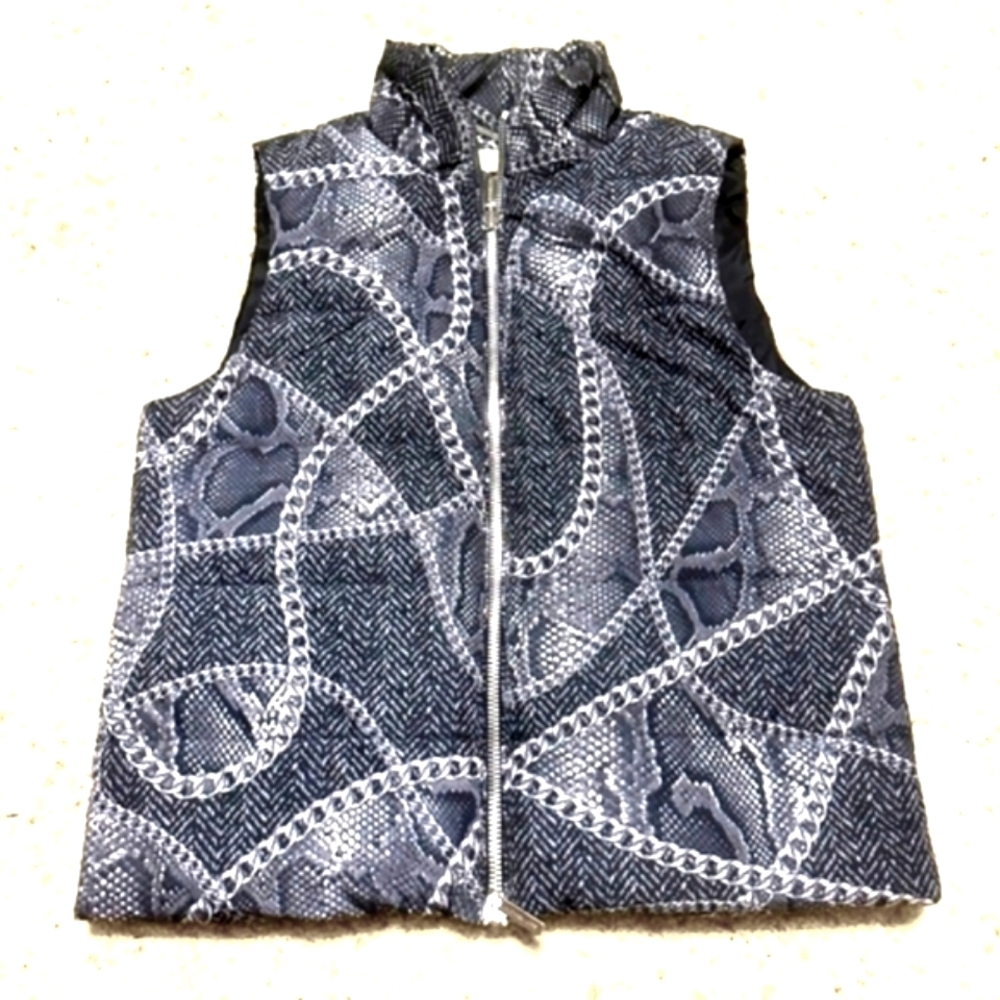 (M)⚘️Michael Kors⚘️Nylon Quilted Chainlink & Python Print Puffer Vest